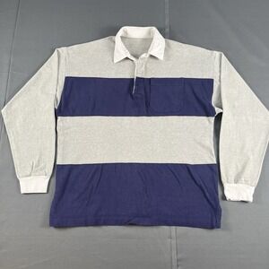 Vintage Rugby Shirt Mens Large Colorful Striped Cotton Long Sleeve USA